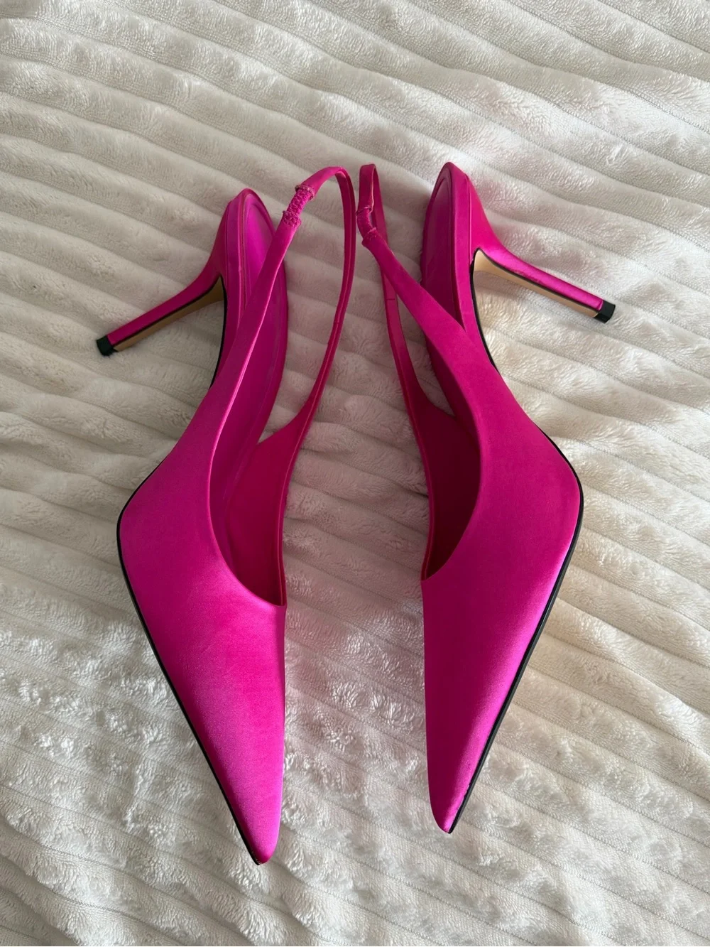 Zara Fuchsia Satin Slingback Pointed-Toe Pumps